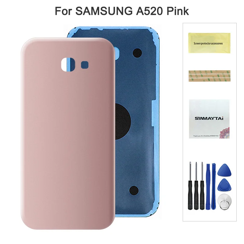 A520 Pink Задняя Батарея сзади Стекло чехол для Samsung Galaxy A3 A5 A7 A320 A520 A520F A720 Батарея чехол наклейка для корпуса - Цвет: A520 Pink