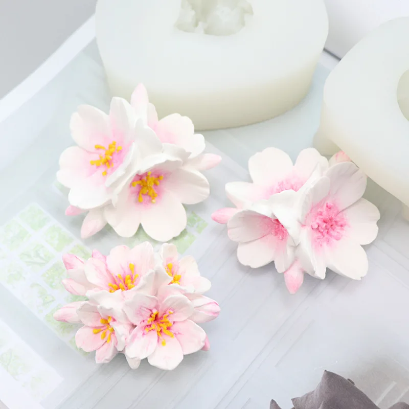 Epoxy Resin Cherry Blossom Silica Gel Mold Self Made Perfume Stone Decoration Handmade Aromatic Gypsum Mold Candle Molds Making 1 pieces diamond ball stone starfish shell shaped jewelry tool jewelry mold uv epoxy resin silicone molds for making jewelry