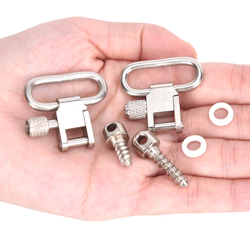 Sling Swivel Adapter Sling Swivel Mount Stainless Steel Metal Strap Ring Thread Strap Ring Pair Silver Professional Quick Detachable Sling Swivel Hunting Accessories