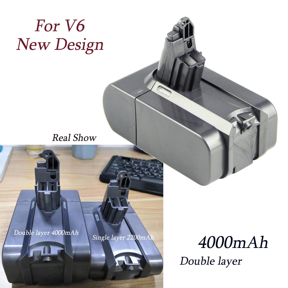 

New Design High Capacity 21.6V 4000mAh Li-ion Battery for Dyson V6 DC58 DC59 DC61 DC62 DC74 965874-02 Vacuum Cleaner Battery