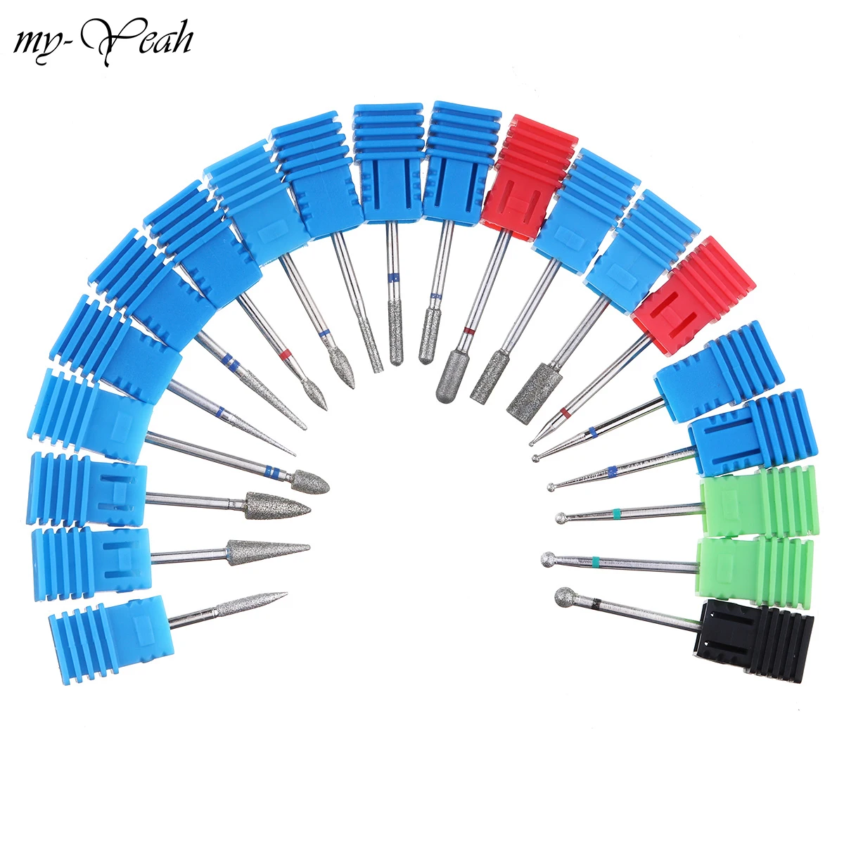 

my-Yeah 20 Type Nail Art Rotary Burr Carbide Alloy Drill Bit 3/32" Shank Grinding Sanding Manicure Pedicure tool