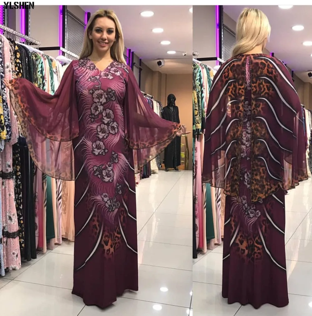 New African Dresses for Women Dashiki Print African Clothes Bazin Riche Sexy Slim Ruffle Sleeve V-neck Evening Long Africa Dress 81