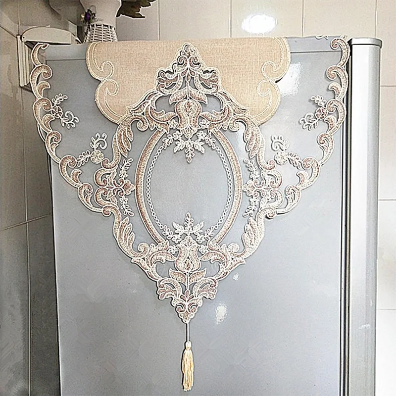 

European-style Lace Embroidery Refrigerator Towel Multi-function Dust Cover Cloth Tablecloth Christmas Wedding Decoration