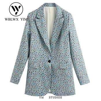 

Spring Autumn Blazer Jacket Women Fashion Print Single Button Long sleeve Suit Jacket Ladies Office Casual Formal Blazer Coat