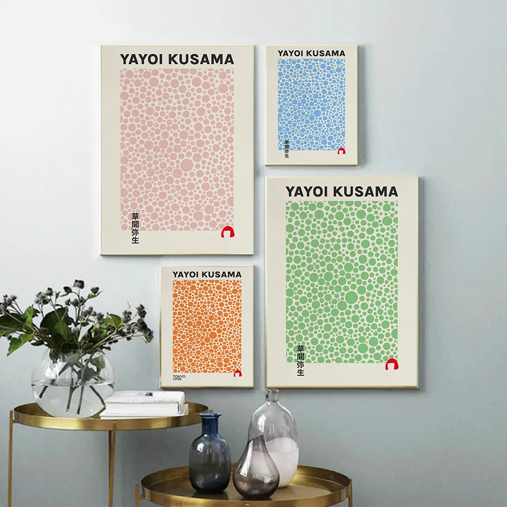 

Yayoi Kusama Artwork Exhibition Posters and Prints Gallery Wall Art Abstract Painting Canvas Picture For Living Room Home Decor