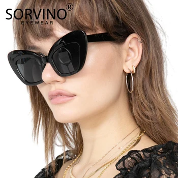 

SORVINO Retro 90s Large Tortoiseshell Cat Eye Sunglasses 2020 Women Designer Oversized Butterfly Sun Glasses Big Shades SN175