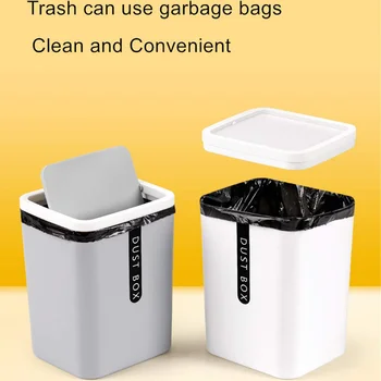 

Hot Desktop Trash Can Small Mini Garbage Can Plastic Dustbin with Shake Cover for Home Office D6