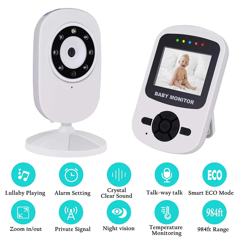 New Wireless Camera Baby Monitor Night Vision Sleep Monitor 2.4 inch LCD Display Temperature Detection Security Camera