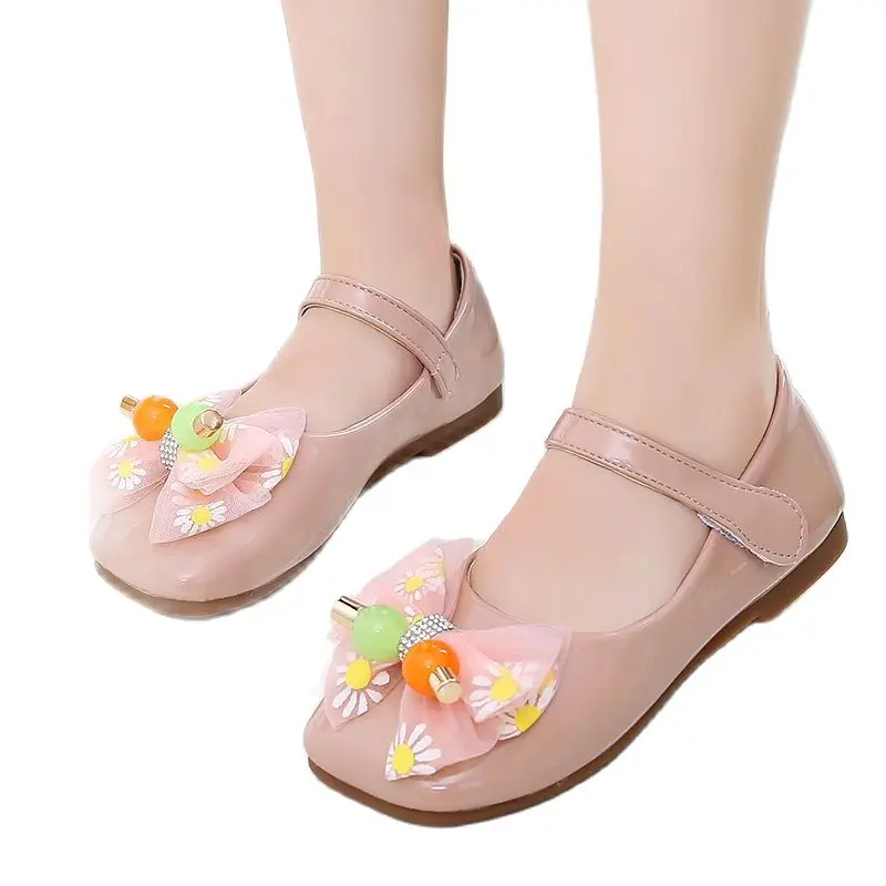 Girls Princess Bowknot Shoes Baby Kids Cute Shoes Daughter Non-slip Spring Fashion Dress Party Casual Single Flats Children