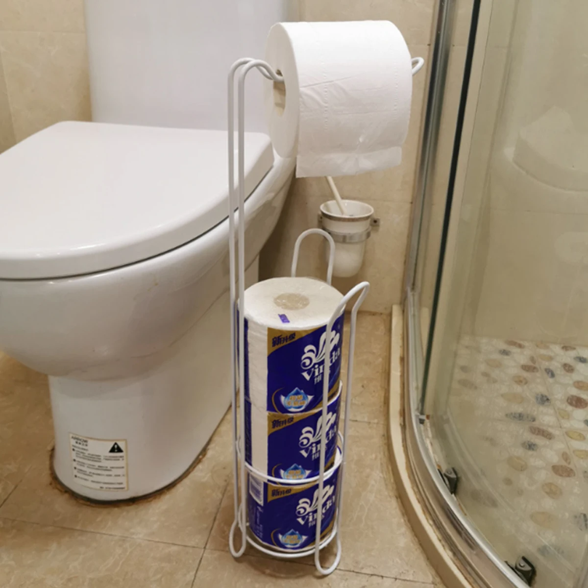 

Faroot Floor Model Tissue Rack, Household Free-Installation Toilet Paper Storage Bracket for Bathroom, Washroom, Kitchen