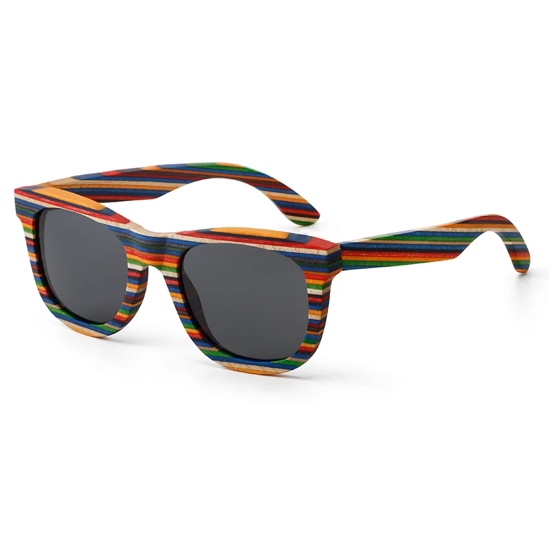 Retro Handmade Colored wooden frame sunglasses Polarized women men multicolor sun glasses Beach Anti-UV eyeglasses for Driving