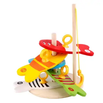 

Kuulee Kids Wooden Digital Fishing Set Column Game Parent-child Puzzle Early Education Toys fishing game