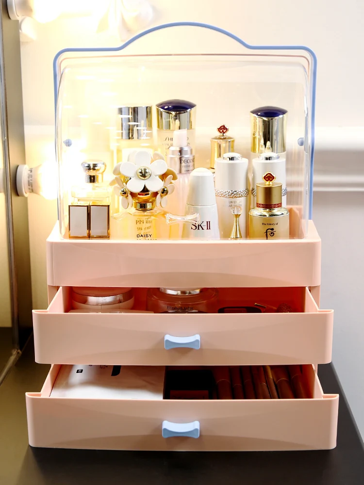 

Cosmetics Storage Box Transparent Portable Desktop Drawer Dust-proof Simple Dressing Table Skin Care Products Rack