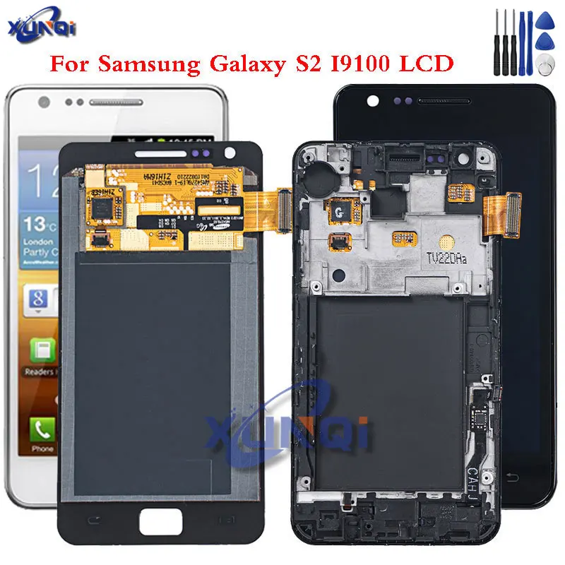 

AMOLED 4.3 "For Samsung Galaxy SII S2 i9100 GT-i9100 LCD Display Touch Screen Digitizer Assembly Replacement + with frame