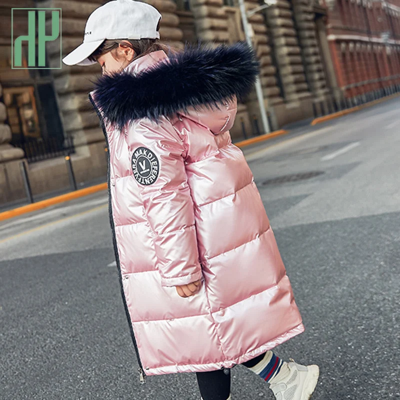 -30 Russian Boys winter jacket for girls Down Kid Teenager Outerwear waterproof coat parka children real fur clothing snowsuit
