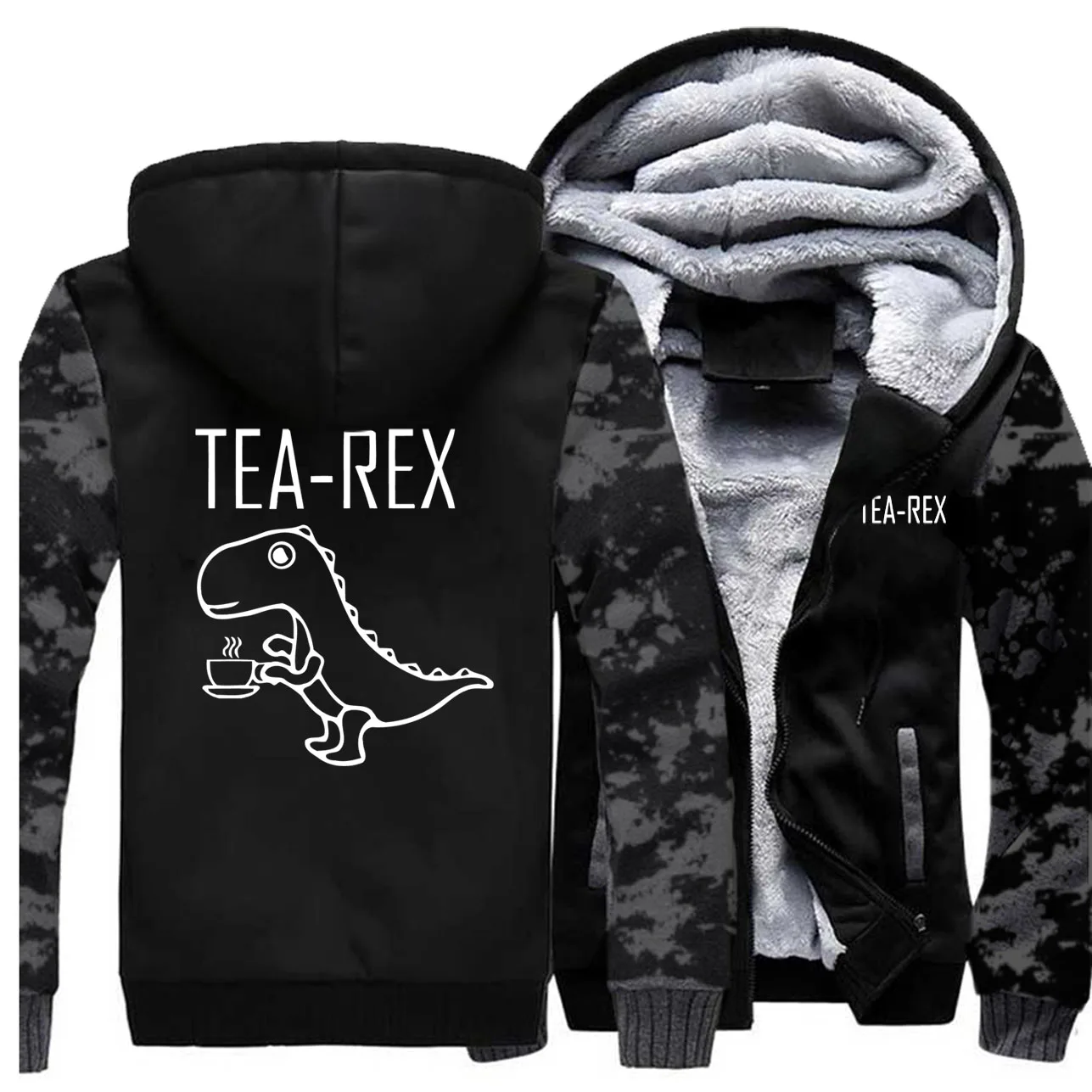 Забавные мужские куртки с надписью Tea Rex толстовка капюшоном в виде динозавра
