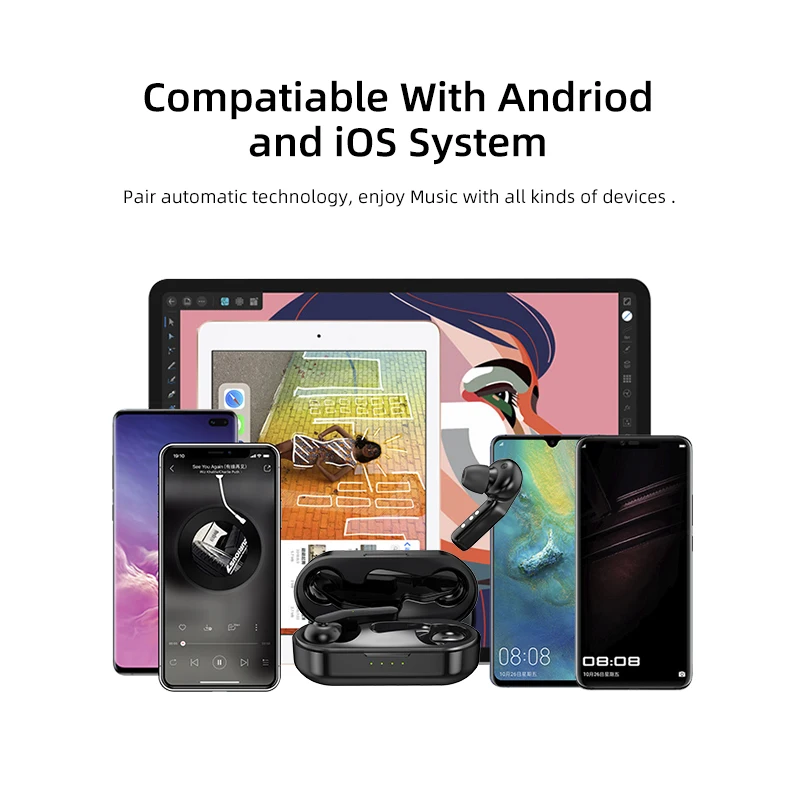 TWS Bluetooth V5.0 True Беспроводные наушники с двойной микрофоном шумоподавление HiFi 6D бас игровая гарнитура сенсорное управление