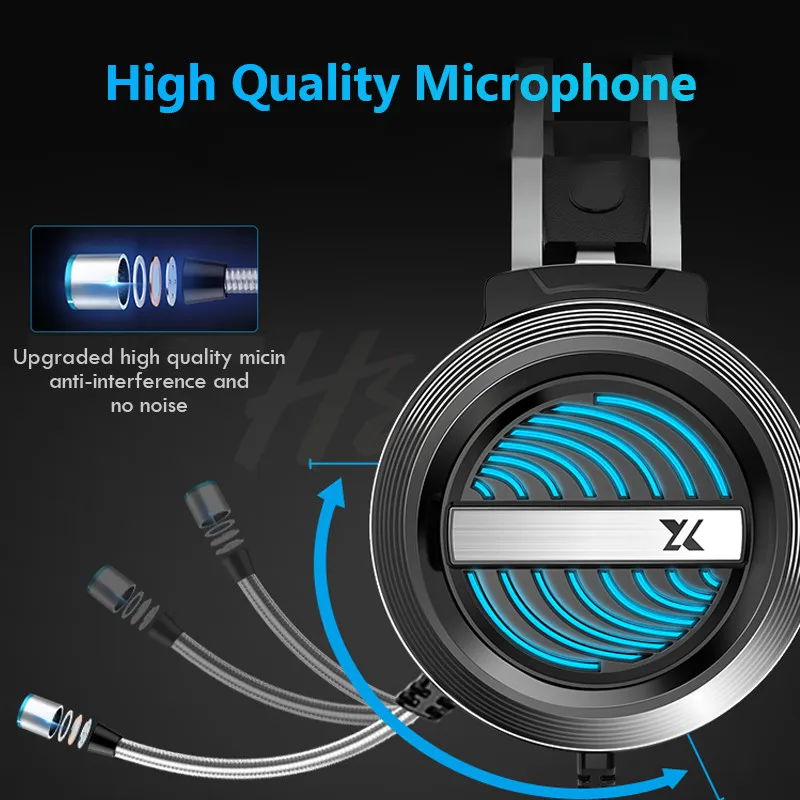 7 1 Stereo Gaming Headsets Wired Over Head Gamer Headphone With Microphone Volume Control Game Earphones For PC Laptop Xbox
