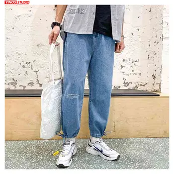 

Dropshipping Men Streetwear Cargo pants Mens Loose Demin Pants Autumn Male Solid Baggy Demin Jeans