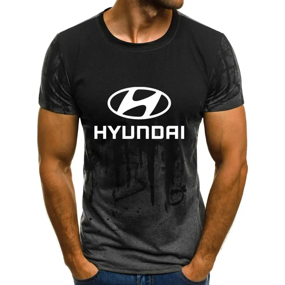 Мужская футболка с коротким рукавом и логотипом автомобиля hyundai, летняя повседневная хлопковая Футболка с градиентом, модная мужская брендовая футболка в стиле хип-хоп Harajuku - Цвет: 804