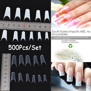 

500 pcs/set Curve French Well-less False Nail Tips half Nail Art Acrylic Gel Tips fake nails Natural/transparent