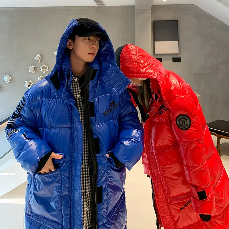 

Winter Couples Long Padded Jacket for Women Korean Fashion Trends Bright Colored Clothes Ladies Waterproof Puffer Coat with Hood