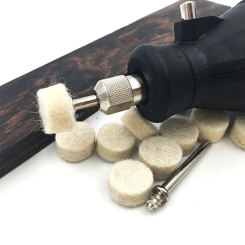 10pcs 13mm Wool Felt Polishing Buffing Round Wheel with 2 Shank For Dremel | Инструменты