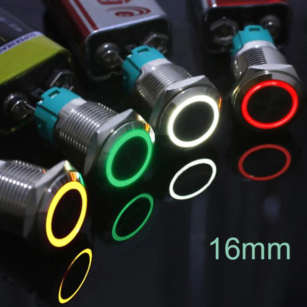 

16mm new type Press Push Button Switch ring Latching or Momentary 1NO 1NC 6V 12V 24V 110V 220V red yellow green white blue