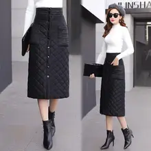 Юбки размера плюс, черные,, с высокой талией, одноцветные, зимние, повседневные, свободные, миди юбки, женские юбки, уличная одежда