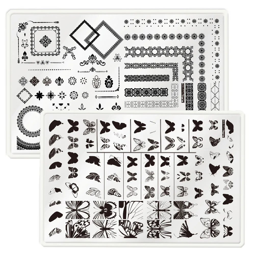 

1pcs Nail Stamping Stencil Plate 9.5X14.5cm Rectangle Stamping Plate With White Backboard 51-Styles Nail Stamping Template x1pcs