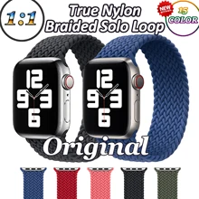 Boucle Solo tressée en Nylon pour Apple Watch 6 5 4 SE, bracelet en Nylon pour IWatch série 3 2 1, connecteur de haute qualité 38mm 42mm 40mm 44mm