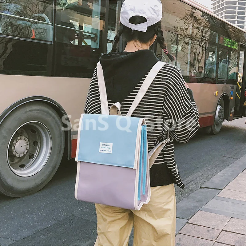 Harajuku женский корейский стиль рюкзака Рюкзак Простой квадратный японский Junior школьная сумка мягкая сестра