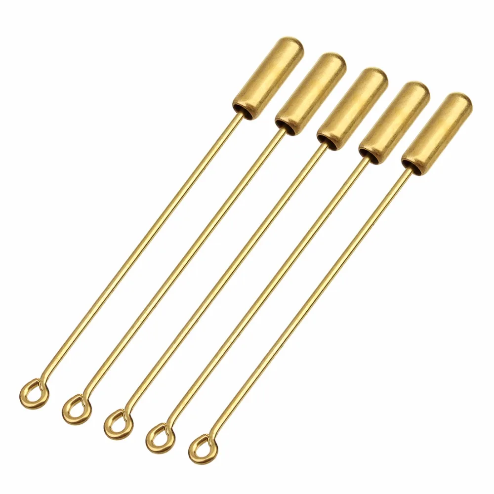 20pcs 50/70mm Safety Long Brooch Pins Gold Silver Bronze Loop Eye Brooch Pin with Cap Stopper for DIY Jewelry Making Findings