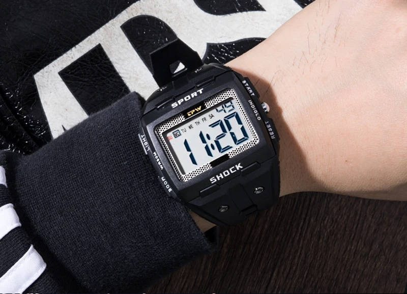 2022 New Big Number Men Watch Multifunction Alarm Clock 5ATM Waterproof Camouflage Sports Digital Wristwatches Relogio Masculino