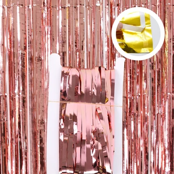 

2 Packs 1x2m Metallic Tinsel Foil Fringe Curtains for Party Photo Backdrop Wedding Birthday Graduation Bridal Shower Baby Decor