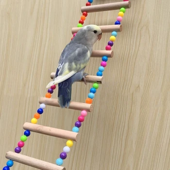 

Birds Pets Parrots Ladders Climbing Toy Hanging Colorful Balls With Natural Wood Drop Shipping