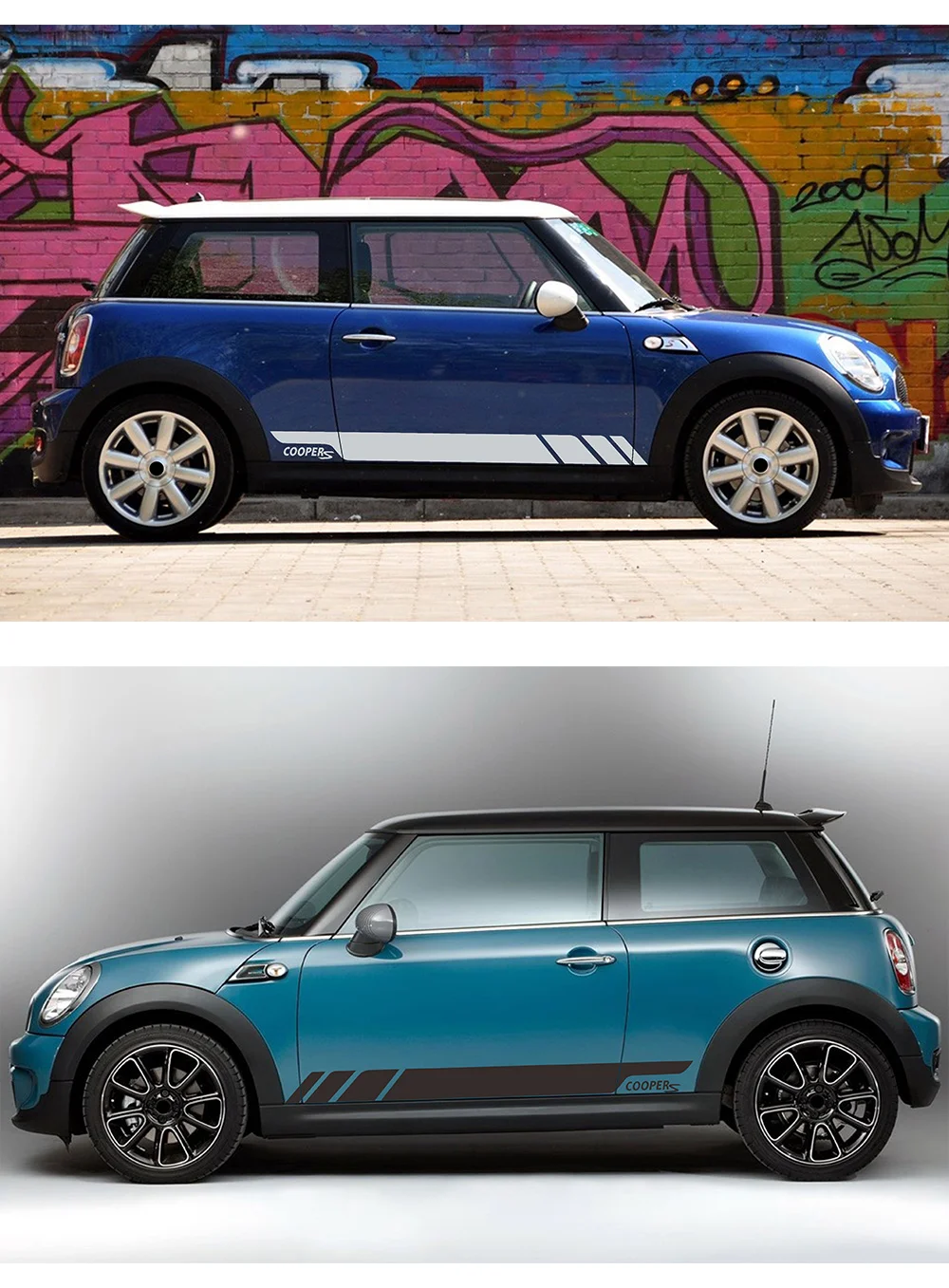 2 шт. автомобильный Стайлинг Cooper S графика виниловая наклейка гоночная дверь боковые полосы наклейка для MINI Cooper S R56 One JCW аксессуары