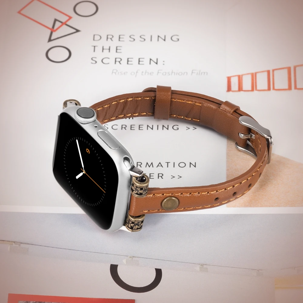 Тонкий ремешок из натуральной кожи для Apple Watch 4, 5, 44 мм, 40 мм, женский ремешок iwatch 42 мм, 38 мм, ремешок для iWatch Series 4, 3, 2, 1