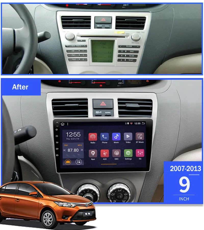 9 дюймов ips 2.5D Android 8,1 автомобильный dvd мультимедийный плеер gps для Toyota Vios Yaris Belta автомобильный gps-навигация, радио, стерео