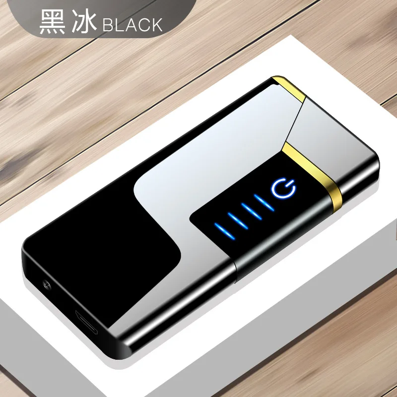 Плазменная usb-зажигалка для сигарет, аксессуары для курения, Электронная зажигалка, супертонкая карманная зажигалка JX17 - Цвет: Черный