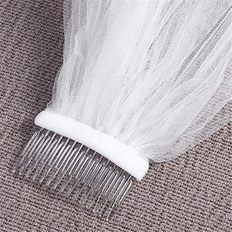 Hand-cut and decals insert comb wedding accessories short veil beautiful layer soft mesh fairy style bride veil