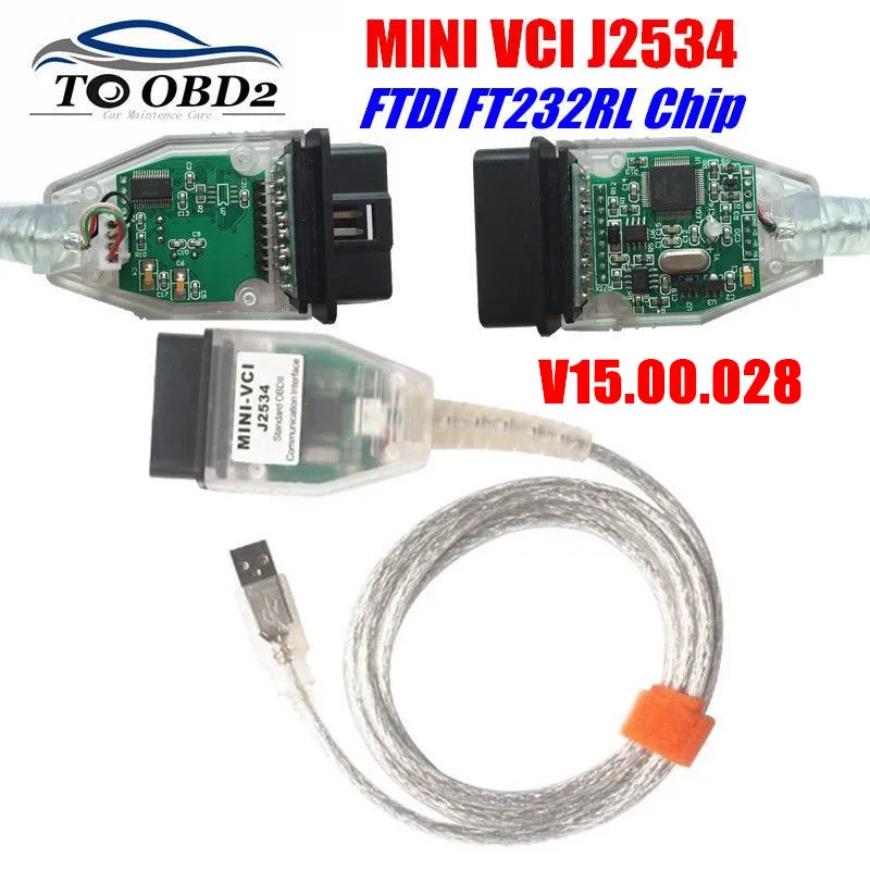 Мини VCI V15.00.028 новейшая версия чипа FTDI FT232RL высокопроизводительный OBD SAEJ2534 для