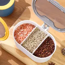 

Modern Spice Case Tasteless Air Tight Spice Spoon Storage Boxes Kitchen Tool Seasoning Box Spice Jar 3 Grids