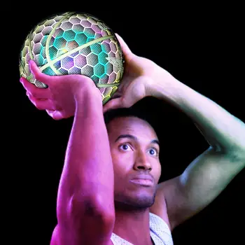 

Luminous BasketBall Net Luminous Basketball Street Rubber Ball PU Rubber Luminescence Glowing Rainbow Light Training Basketball4