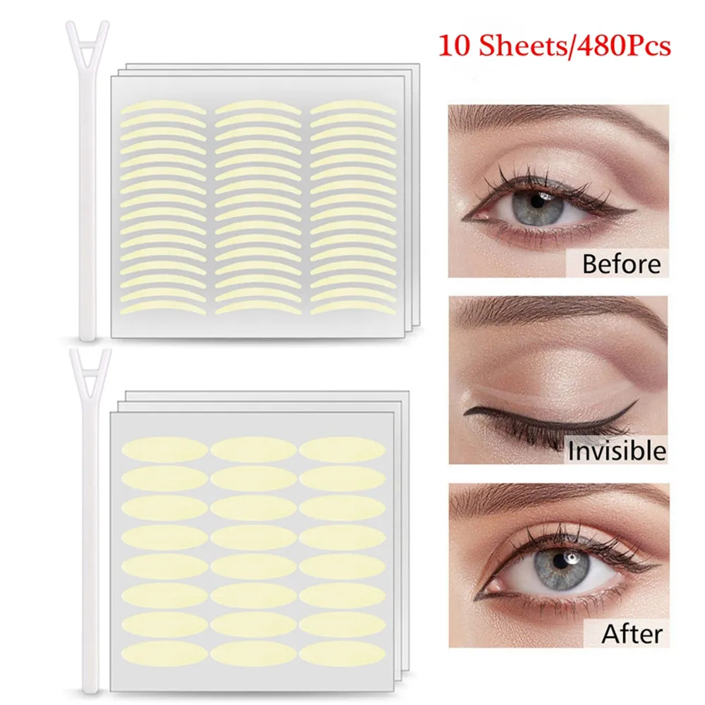 480PCS Invisible Eyelid Sticker Breathable Fiber Double Side Adhesive Transparent Eyelift Eye Makeup Accessories Tool durable | Красота и