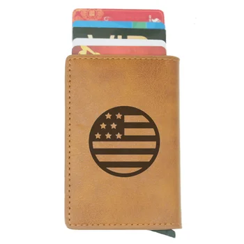 

New Fashion Classic American Flag Design Rfid Card Holder Leather Wallets Unisex short Purse