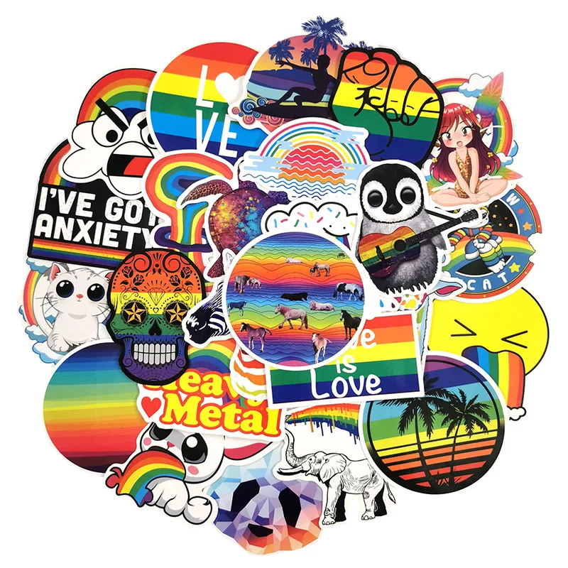 100 шт./упак. ПВХ Водонепроницаемый забавные Rainbow Love Стикеры s для ноутбуков, масштабных дорожных чемоданов для мотоциклов и автомобилей для укладки волос украшение Стикеры игрушка