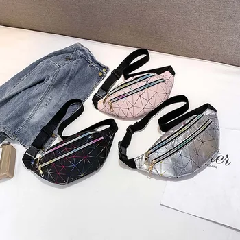 

1 PC Colorful Laser Waist Bag Waterproof Geometric Stitching Pattern Crossbody Messenger Shoulder Waist Bag Dropship New Arrival