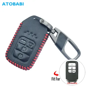 

4 Buttons Leather Car Key Case For Honda Accord Civic Pilot Fit 2015-2017 Smart Keyless Remote Entry Fob Cover Auto Accessories