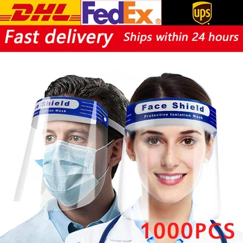

1000PCS Safety Face Shield Transparent Protective Mask Anti-Fog -Splash Proof Full Face Mask Protect Shield Anti-UV Safety Mask
